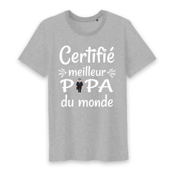 T-shirt Homme Col rond - 100% Coton BIO - TM042 , Certifié Meilleur Papa, père du monde