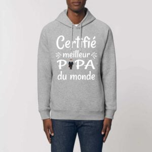 Sweat à capuche BIO Unisexe - SIDER , Certifié Meilleur Papa, père du monde