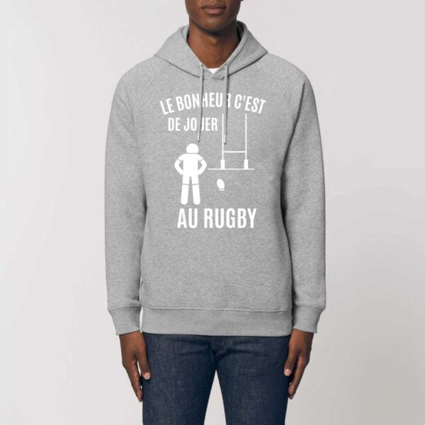 Sweat à capuche BIO Unisexe - SIDER, LE BONHEUR C'EST DE JOUER AU RUGBY