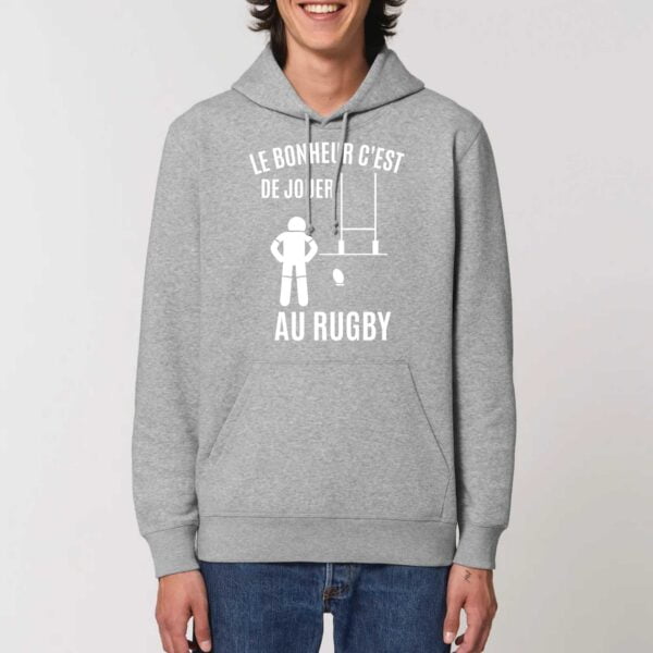 Sweat à capuche BIO Unisexe - DRUMMER, LE BONHEUR C'EST DE JOUER AU RUGBY