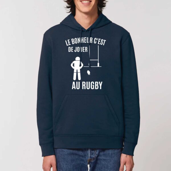 Sweat à capuche BIO Unisexe - DRUMMER, LE BONHEUR C'EST DE JOUER AU RUGBY