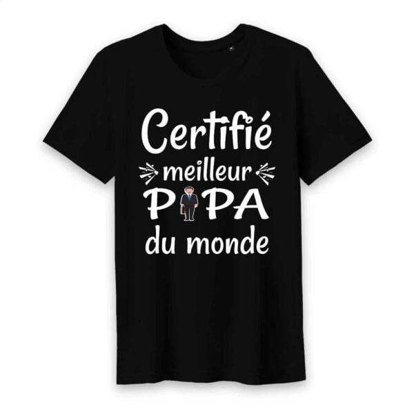 T-shirt Homme Col rond - 100% Coton BIO - TM042 , Certifié Meilleur Papa, père du monde