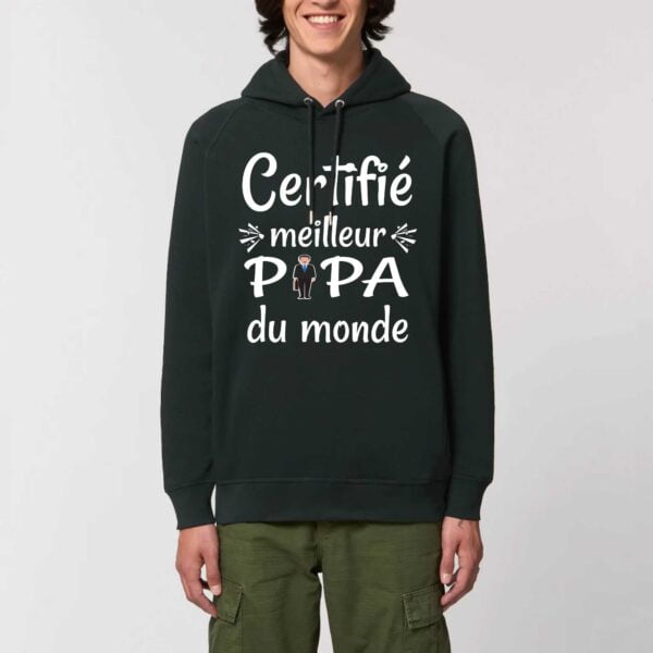 Sweat à capuche BIO Unisexe - SIDER , Certifié Meilleur Papa, père du monde