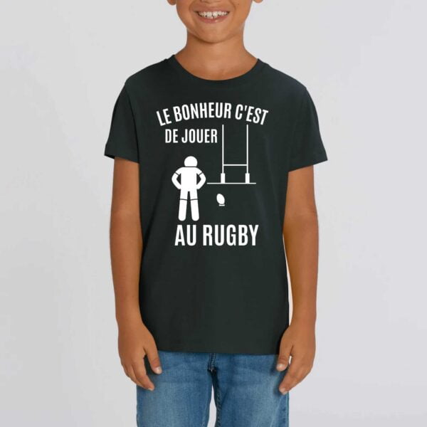 T-shirt Enfant - Coton bio - MINI CREATOR, LE BONHEUR C'EST DE JOUER AU RUGBY