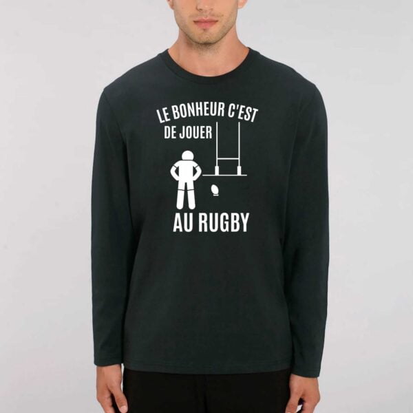 SHUFFLER - T-shirt manches longues, LE BONHEUR C'EST DE JOUER AU RUGBY