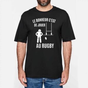 NS301 - T-shirt Urbain Oversize, LE BONHEUR C'EST DE JOUER AU RUGBY