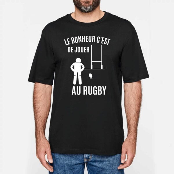 NS301 - T-shirt Urbain Oversize, LE BONHEUR C'EST DE JOUER AU RUGBY