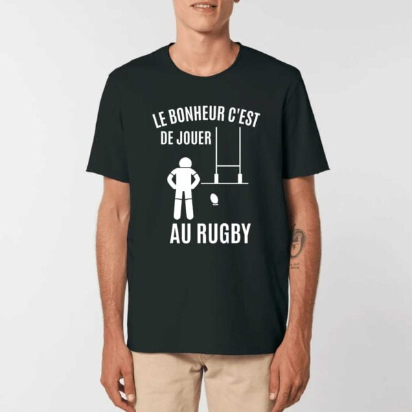 IMAGINER - T-shirt Unisexe Aspect Vieilli, LE BONHEUR C'EST DE JOUER AU RUGBY