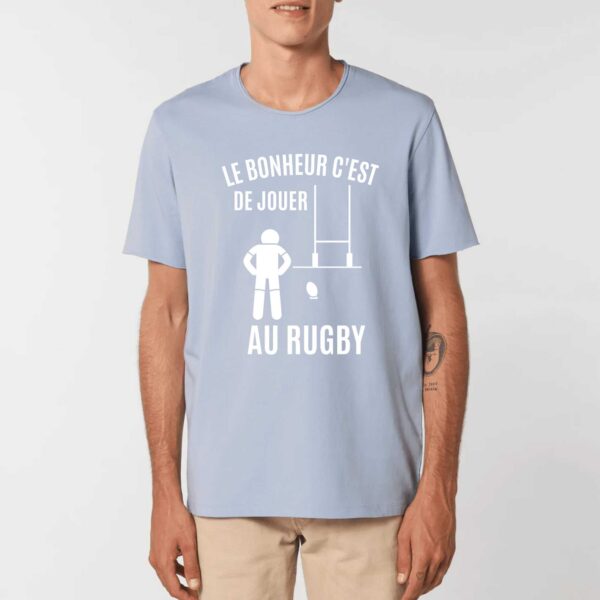 IMAGINER - T-shirt Unisexe Aspect Vieilli, LE BONHEUR C'EST DE JOUER AU RUGBY