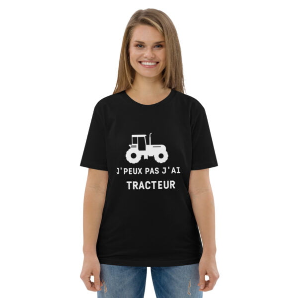 T-shirt unisexe en coton biologique J'peux pas j'ai tracteur – Image 2