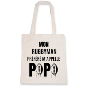 Totebag - 100% coton BIO : MON RUGBYMAN PREFERE M'APPELLE PAPA