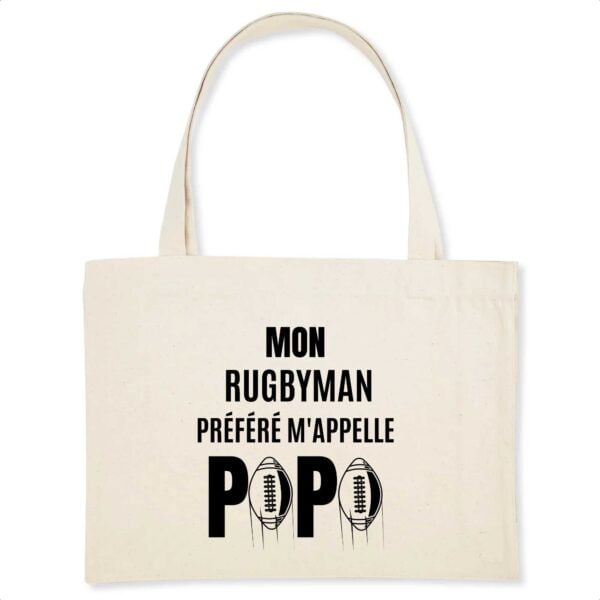 Shopping bag - Coton BIO : MON RUGBYMAN PREFERE M'APPELLE PAPA