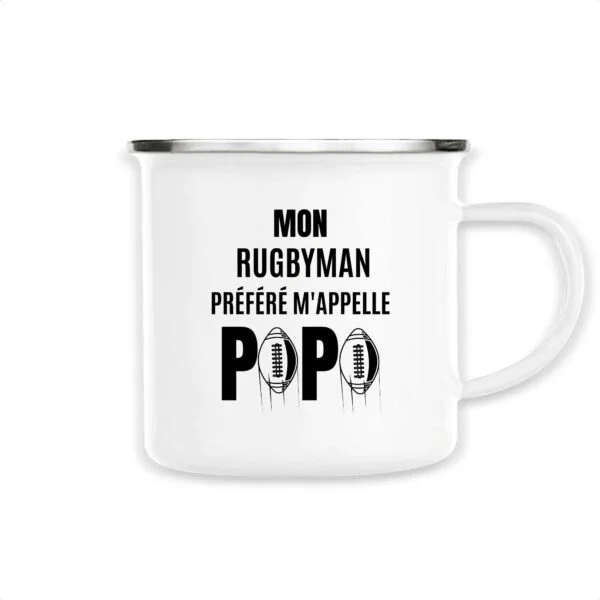Mug émaillé : MON RUGBYMAN PREFERE M4APPELLE PAPA