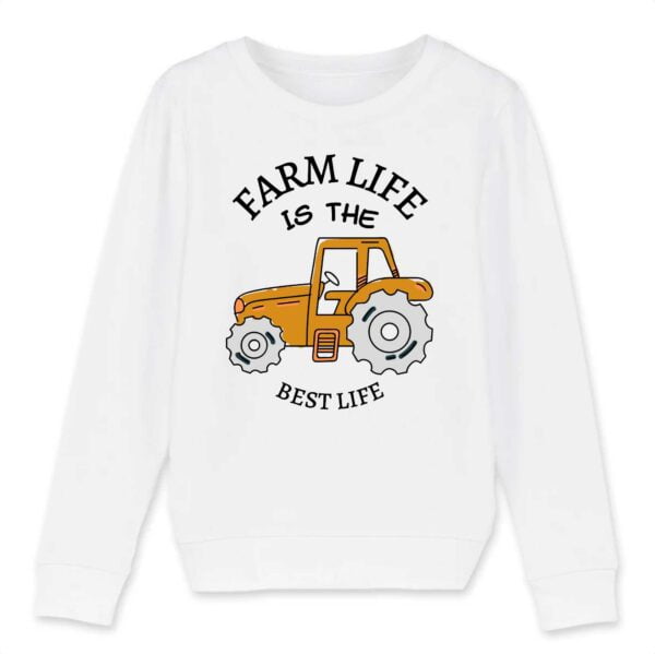 Sweat-shirt Enfant Bio - MINI CHANGER : FARM LIFE IS THE BEST LIFE