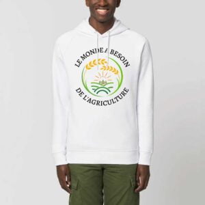 Sweat à capuche BIO Unisexe - SIDER : LE MONDE A BESOIN DE L'AGRICULTURE