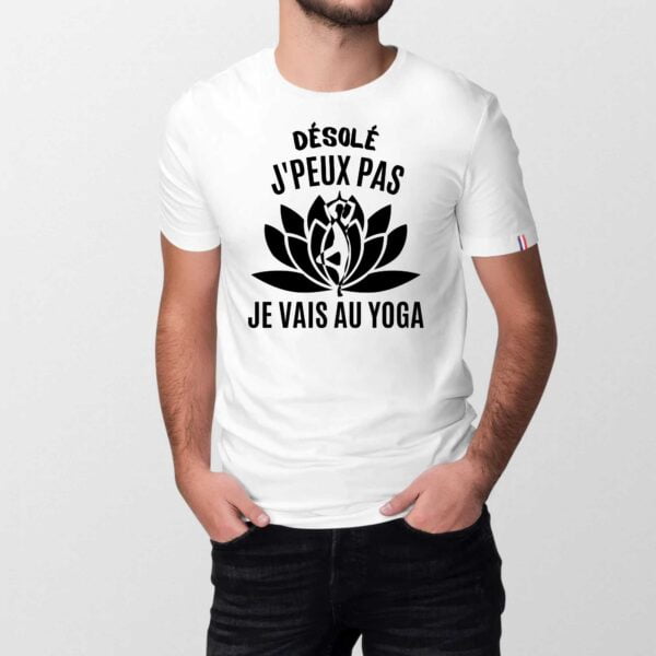 T-shirt Homme Made in France 100% Coton BIO : Désolé j'peux pas je vais au yoga