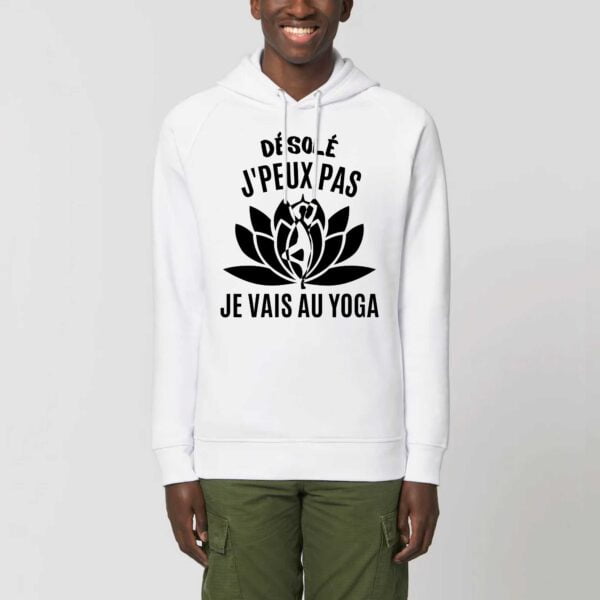 Sweat à capuche BIO Unisexe - SIDER : Désolé j'peux pas je vais au yoga