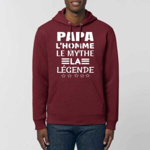 Sweat à capuche BIO Unisexe - CRUISER : PAPA L'HOMME LE MYTHE LA LEGENDE