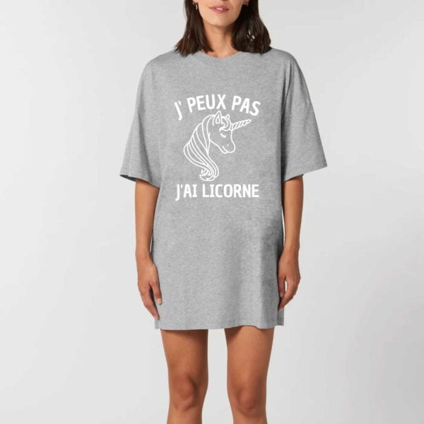 Robe T-shirt Femme 100% Coton BIO - TWISTER : J'PEUX PAS J'AI LICORNE