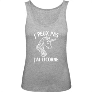Débardeur Femme 100% Coton BIO : J'PEUX PAS J'AI LICORNE