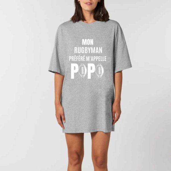 Robe T-shirt Femme 100% Coton BIO - TWISTER : MON RUGBYMAN PREFERE M'APPELLE PAPA