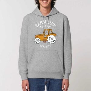 Sweat à capuche BIO Unisexe - DRUMMER : FARM LIFE IS THE BEST LIFE