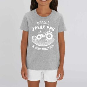 T-shirt Enfant - Coton bio - MINI CREATOR : Désolé J'peux pas je suis tracteur