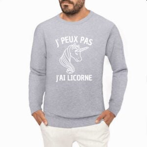 Sweat BIO Unisexe - K4025 : J'PEUX PAS J'AI LICORNE