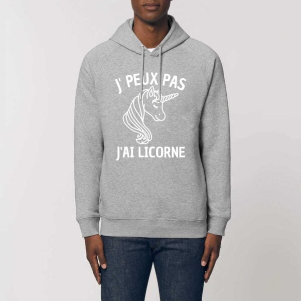 Sweat à capuche BIO Unisexe - SIDER : J'PEUX PAS J'AI LICORNE