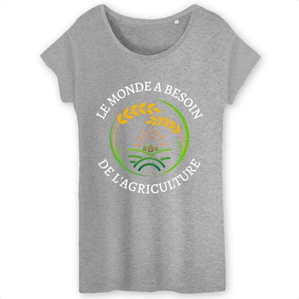 T-shirt Femme 100% Coton BIO - TW043 : LE MONDE A BESOIN DE L'AGRICULTURE