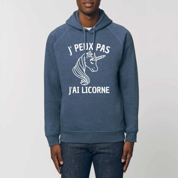 Sweat à capuche BIO Unisexe - SIDER : J'PEUX PAS J'AI LICORNE