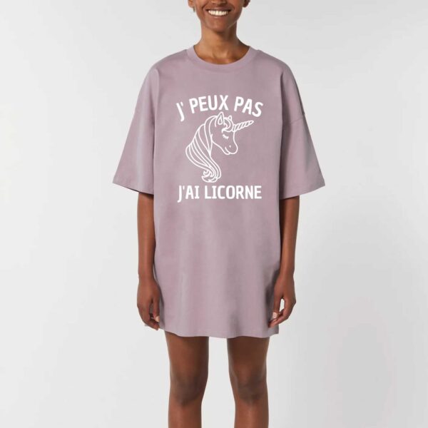 Robe T-shirt Femme 100% Coton BIO - TWISTER : J'PEUX PAS J'AI LICORNE