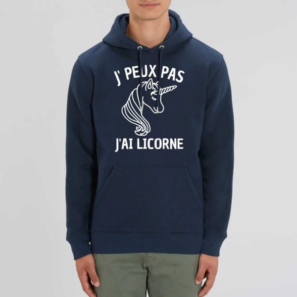 Sweat à capuche BIO Unisexe - CRUISER : J'PEUX PAS J'AI LICORNE