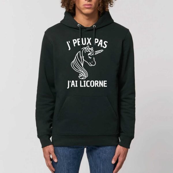 Sweat à capuche BIO Unisexe - CRUISER : J'PEUX PAS J'AI LICORNE