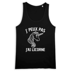 Débardeur Homme 100% coton Bio - RUNS : J'PEUX PAS J'AI LICORNE