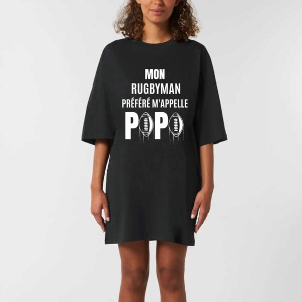 Robe T-shirt Femme 100% Coton BIO - TWISTER : MON RUGBYMAN PREFERE M'APPELLE PAPA