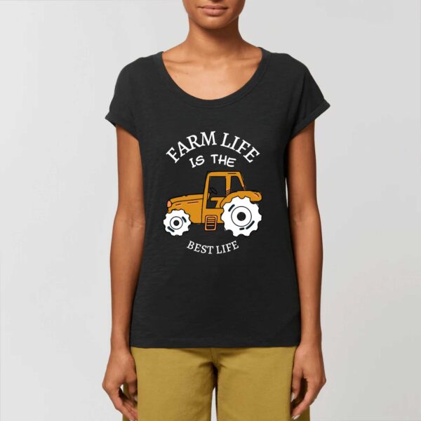 ROUNDER - T-shirt Slub Femme : FARM LIFE IS THE BEST LIFE