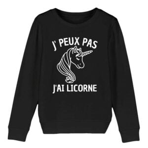 Sweat-shirt Enfant Bio - MINI CHANGER : J'PEUX PAS J'AI LICORNE