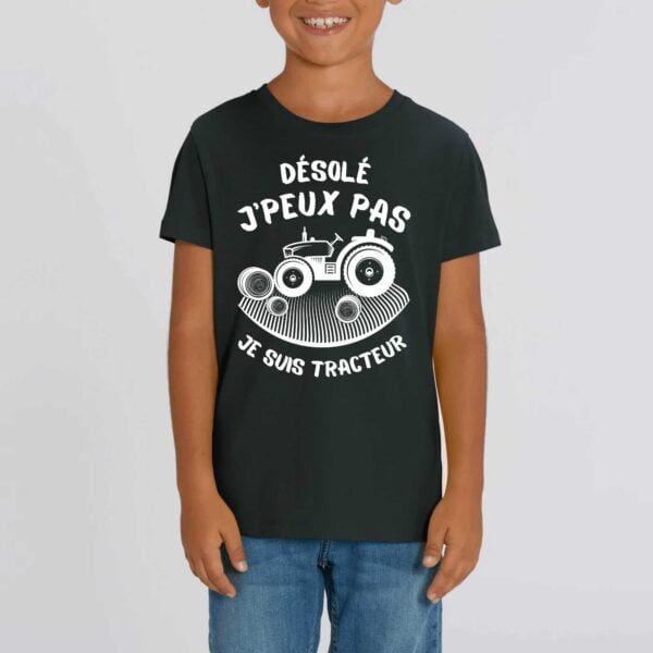 T-shirt Enfant - Coton bio - MINI CREATOR : Désolé J'peux pas je suis tracteur