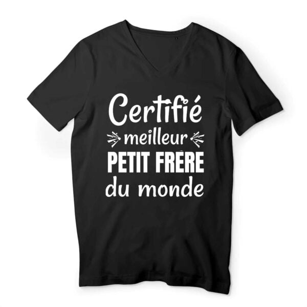 T-shirt Homme Col V - 100 % coton bio - TM044 : Certifié meilleur petit frère du monde