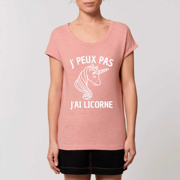 ROUNDER - T-shirt Slub Femme : J'PEUX PAS J'AI LICORNE