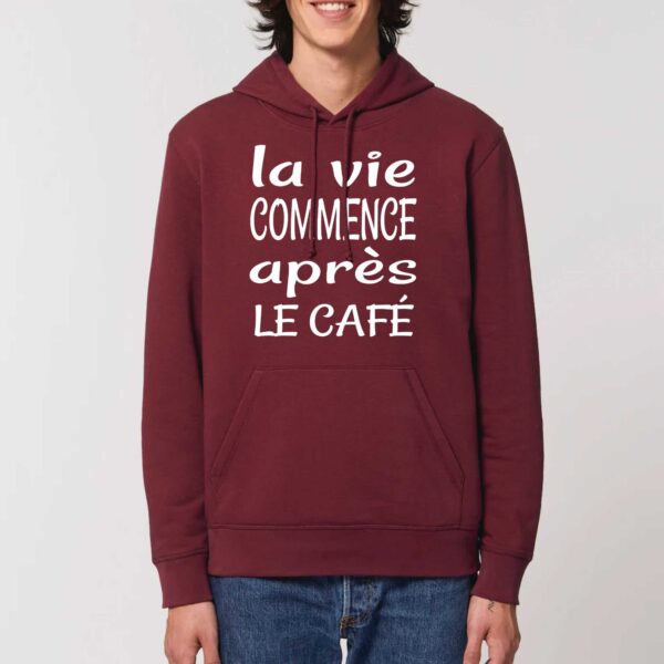 Sweat à capuche BIO Unisexe - DRUMMER La vie commence après le café