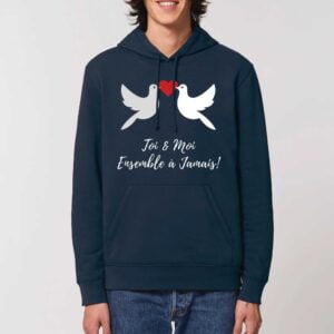 Sweat à capuche BIO Unisexe - DRUMMER Toi et Moi Ensemble à Jamais