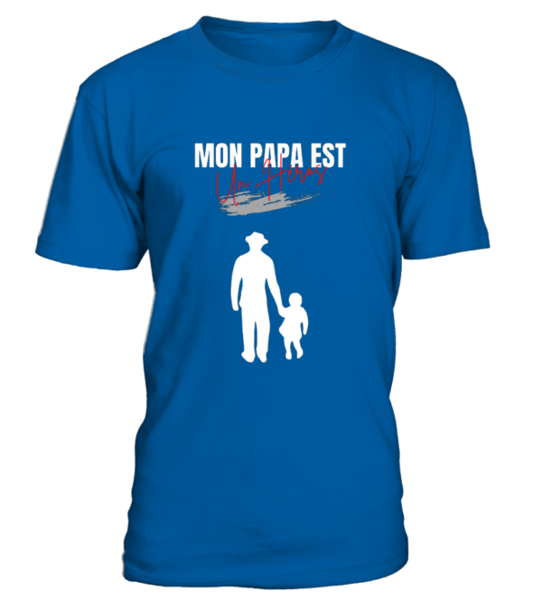 T-Shirt col rond Unisexe mon Papa est un héros – Image 19