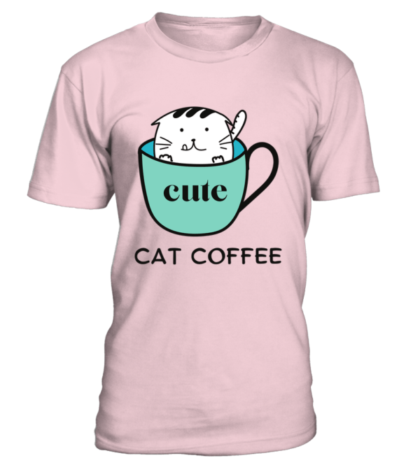 T-Shirt col rond Unisexe cat coffee – Image 3