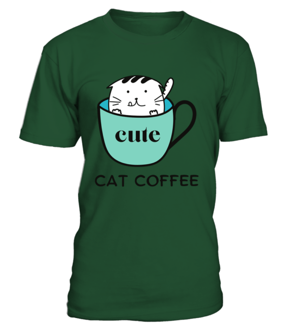 T-Shirt col rond Unisexe cat coffee – Image 17