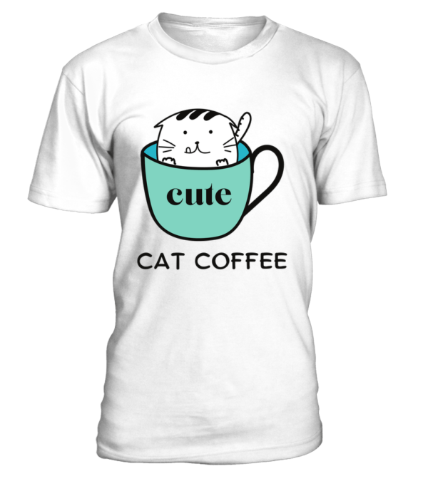 T-Shirt col rond Unisexe cat coffee – Image 21