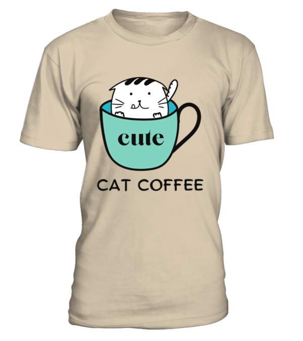 T-Shirt col rond Unisexe cat coffee – Image 7