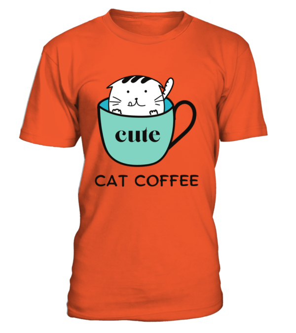 T-Shirt col rond Unisexe cat coffee – Image 9