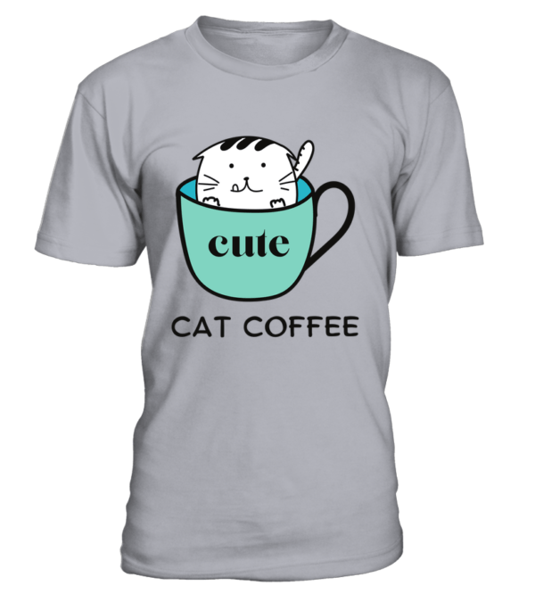 T-Shirt col rond Unisexe cat coffee – Image 11